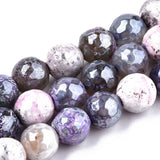 3 Strands Electroplate Faceted Agates Stone Round Beads for DIY Bracelets