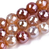 3 Strands Electroplate Faceted Agates Stone Round Beads for DIY Bracelets