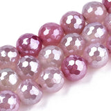 3 Strands Electroplate Faceted Agates Stone Round Beads for DIY Bracelets