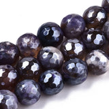 3 Strands Electroplate Faceted Agates Stone Round Beads for DIY Bracelets