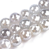 3 Strands Electroplate Faceted Agates Stone Round Beads for DIY Bracelets
