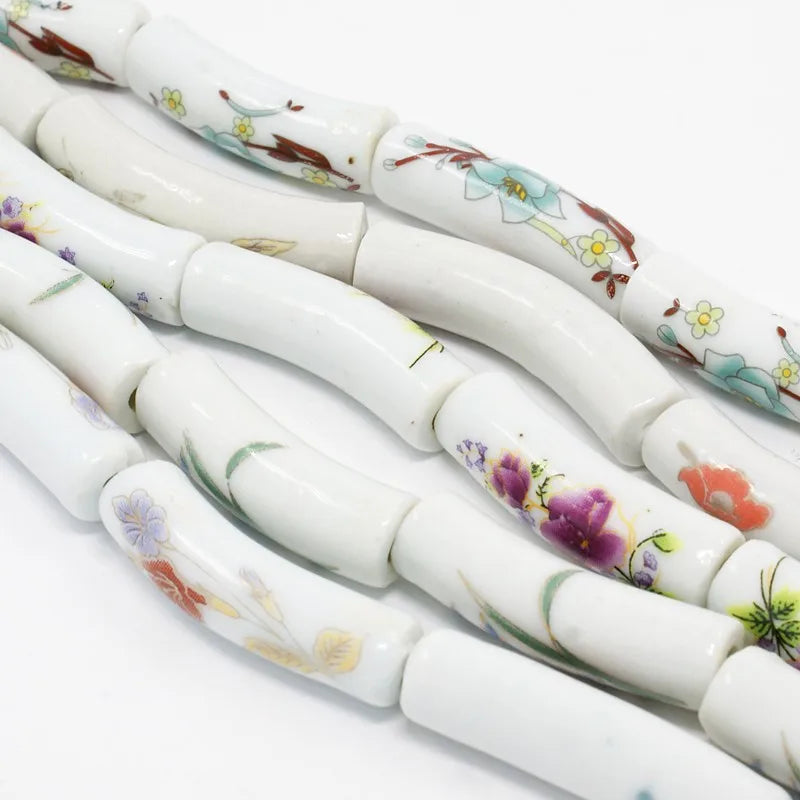 Curved Tube Noodle Ceramic Beads for DIY Bracelet