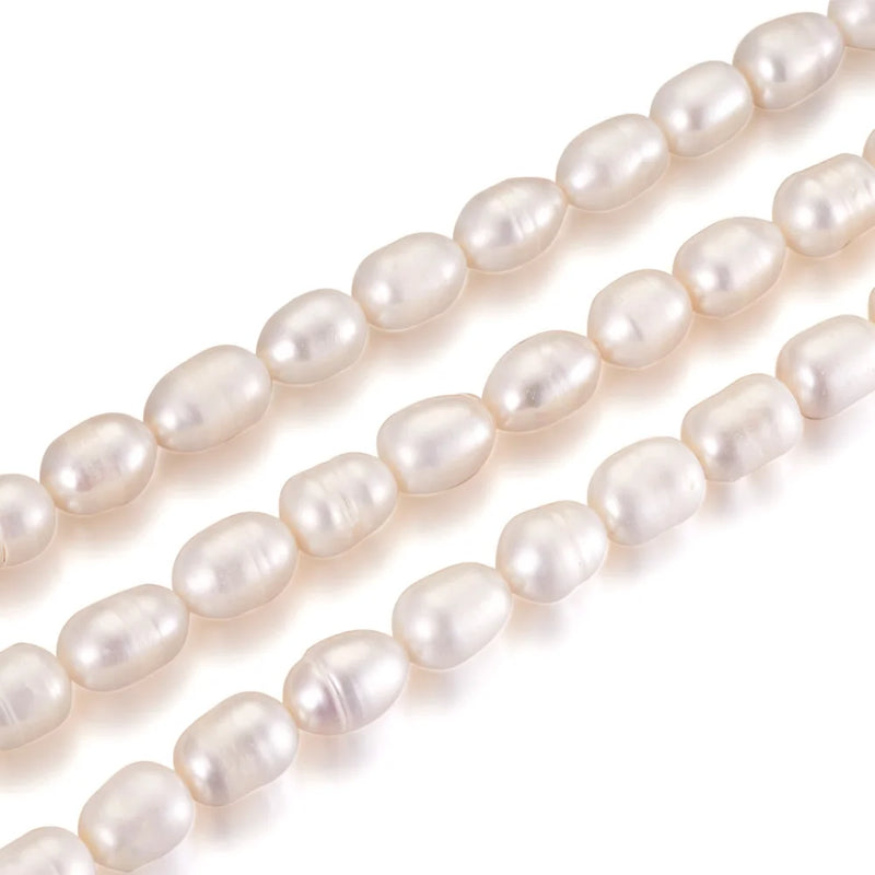 3 Strands Freshwater Pearl Beads Rice Shape Creamy