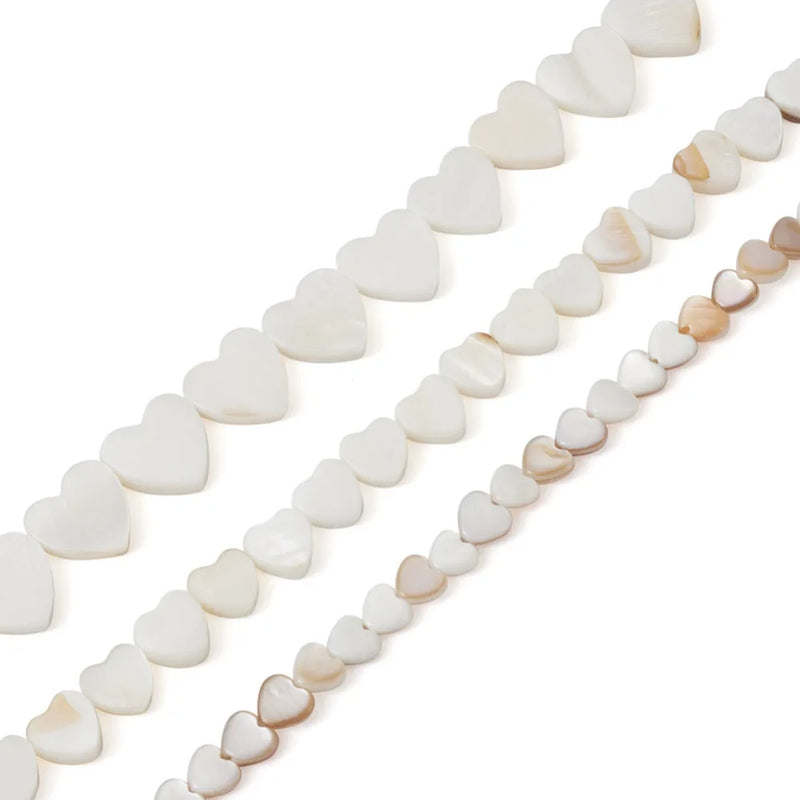 3 Strands Freshwater Shell Heart Beads for Jewelry Making Summer DIY