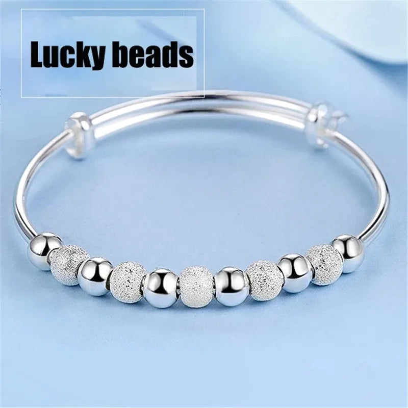 Lucky Beads Charm Cuff Bracelets&Bangle For Women Adjustable Chain