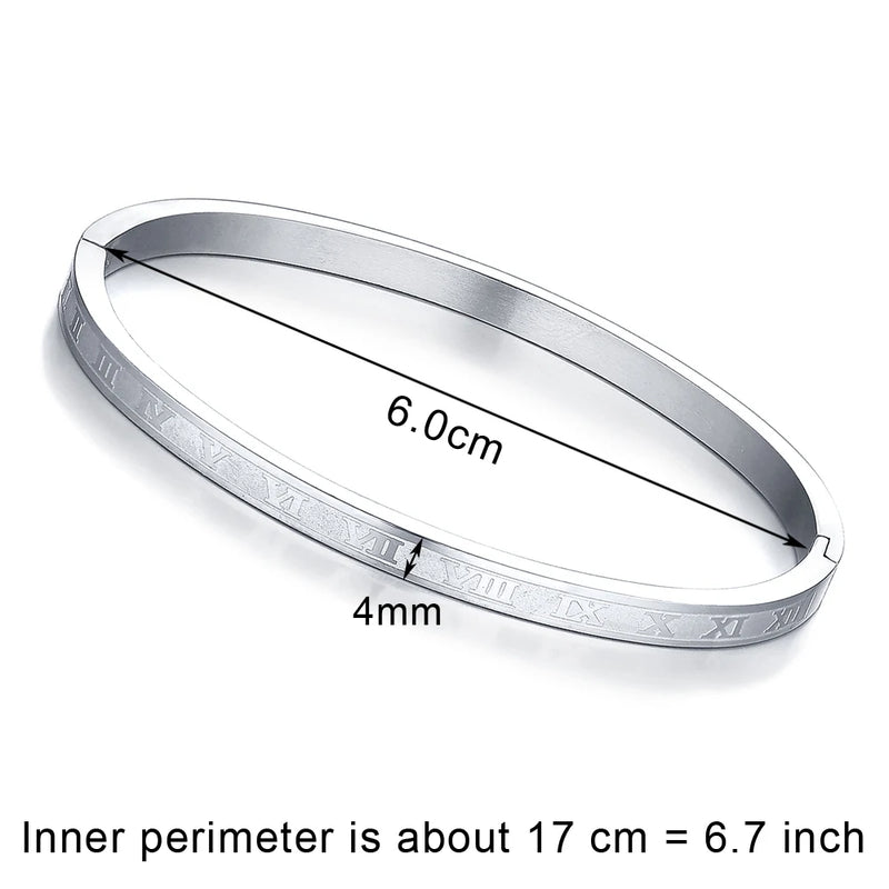 3 Style Stainless Steel Roman Numerals Bracelets Bangles for Women Men Lover