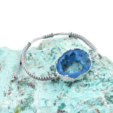 Quartz Agates Slice Charm Bracelet Women Braided Rope Silvery Copper Nug