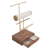 3 Tier Jewelry Stand Tower with Wooden Drawer Necklace Earring Display