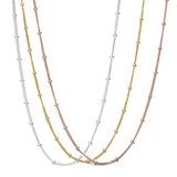 Beaded Long Chain Necklaces in Silver 925 Rose Golden & Golden Shine