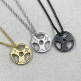 Stainless Steel Fitness Necklace Weight Plate Pendant Barbell Dumbbell