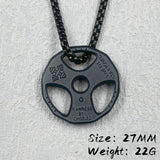 Stainless Steel Fitness Necklace Weight Plate Pendant Barbell Dumbbell