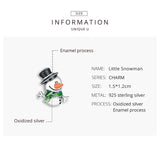 Snowman charm beads for bracelet making 925 sterling silver pendant DIY