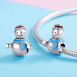 Snowman charm beads for bracelet making 925 sterling silver pendant DIY