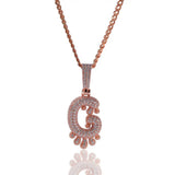 3-Color Drip Bubble Initial Necklace Ice Out Hip Hop Jewelry