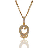 3-Color Drip Bubble Initial Necklace Ice Out Hip Hop Jewelry