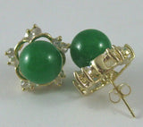 Charming Light Green and Black Jade Stud Earring