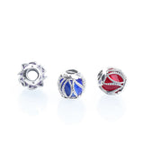 3 Colors Sterling Silver Glazed Beads Hollow Glazed Large Hole Beads