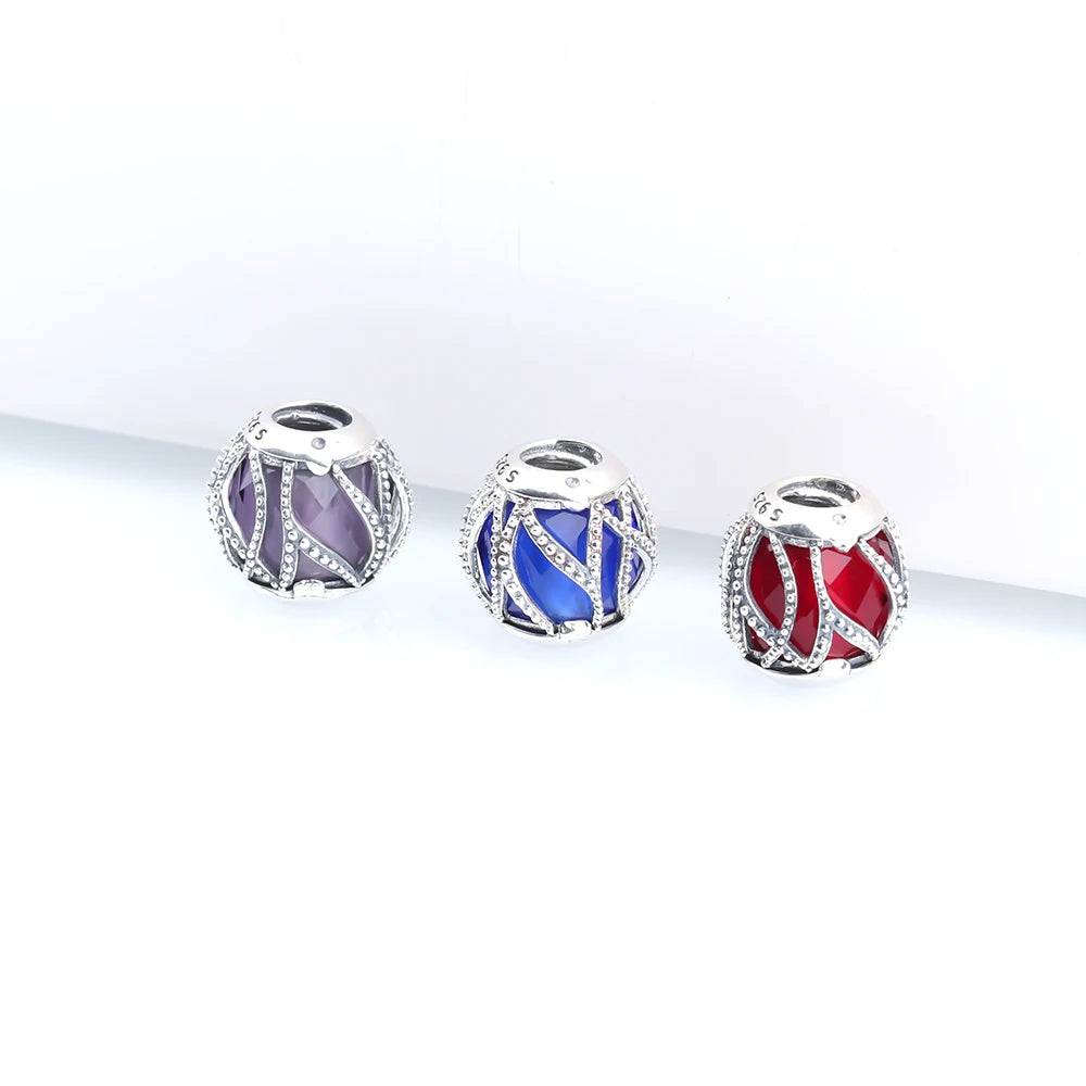 3 Colors Sterling Silver Glazed Beads Hollow Glazed Large Hole Beads
