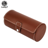 3-digit Watch Storage Box Cylindrical Jewelry Box PU Leather
