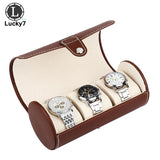 3-digit Watch Storage Box Cylindrical Jewelry Box PU Leather