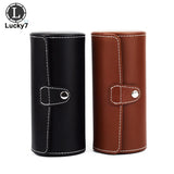 3-digit Watch Storage Box Cylindrical Jewelry Box PU Leather