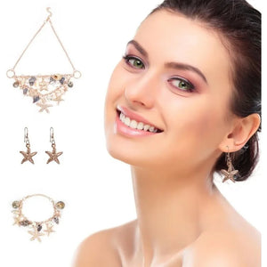 Mermaid Tail Necklace Bracelets Shell Earrings Set