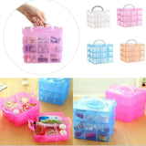 3-Layer 18-Racks Jewelry Storage Box Home Organization Clear Plastic Case