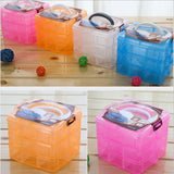 3-Layer 18-Racks Jewelry Storage Box Home Organization Clear Plastic Case