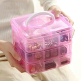 3-Layer 18-Racks Jewelry Storage Box Home Organization Clear Plastic Case