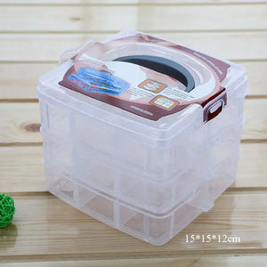 3-Layer 18-Racks Jewelry Storage Box Home Organization Clear Plastic Case