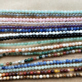 3mm Natural Agates Amethyst Quartz Amazonite Stone Beads Round Spacer Loose Bead