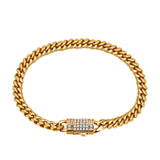 Plated CZ Setting Stainless Steel Chain Bracelet For Men