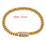 Plated CZ Setting Stainless Steel Chain Bracelet For Men