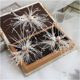 Mori Beige Grey Feather Hairpin Women Headdress Party Bridal Hair Accessories
