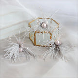 Mori Beige Grey Feather Hairpin Women Headdress Party Bridal Hair Accessories