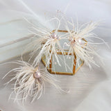 Mori Beige Grey Feather Hairpin Women Headdress Party Bridal Hair Accessories