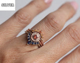 925 Sterling Silver Three-piece Gem Zircon Wedding Rings Set