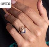 925 Sterling Silver Three-piece Gem Zircon Wedding Rings Set