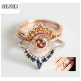 925 Sterling Silver Three-piece Gem Zircon Wedding Rings Set
