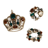 Crystal Crown Brooches Pins Rhinestone Pearl Badges Lady Suit Coat Jewelry