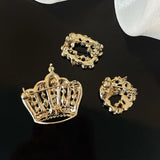 Crystal Crown Brooches Pins Rhinestone Pearl Badges Lady Suit Coat Jewelry