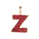 Druzy Pendant Alphabet Charm R Stone Natural Colors Jewelry RT-070-R