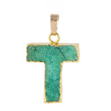 Druzy Pendant Alphabet Charm R Stone Natural Colors Jewelry RT-070-R