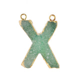 3pcs Jewelry Druzy Pendant Necklace Charms Letter Q Nature Stone
