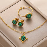 Stainless Steel Natural Stone Jewelry Set for Women
