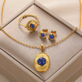 Stainless Steel Natural Stone Jewelry Set for Women
