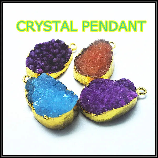 3 Nature Crystal Pendant Necklace Jewelry Findings