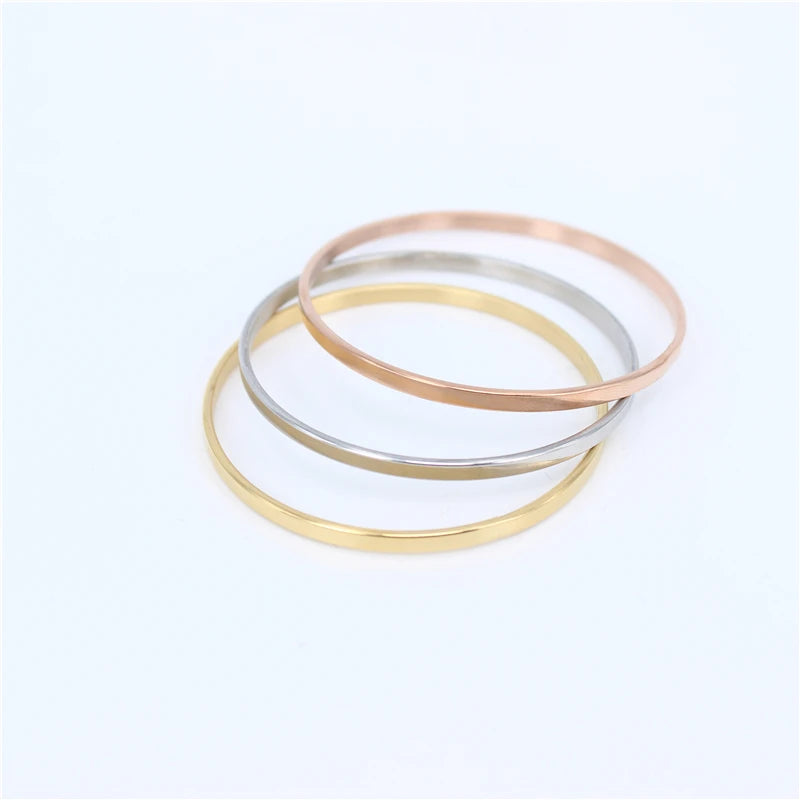 Kids Bangles Set of 3 Stainless Steel Bracelets 3mm LH220