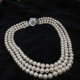 3 Row 8mm Potato Round Freshwater Pearl Necklace