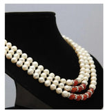 7-8mm Akoya Pearl + 8mm Agate Necklace